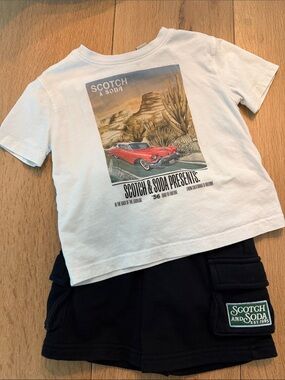 Scotch & Soda White Tee with Desert Graphic